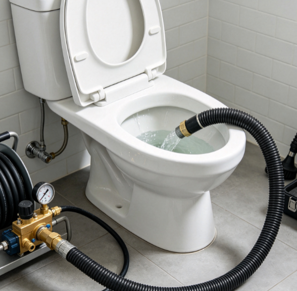 Hydro-Jetting Toilet Line Flushing